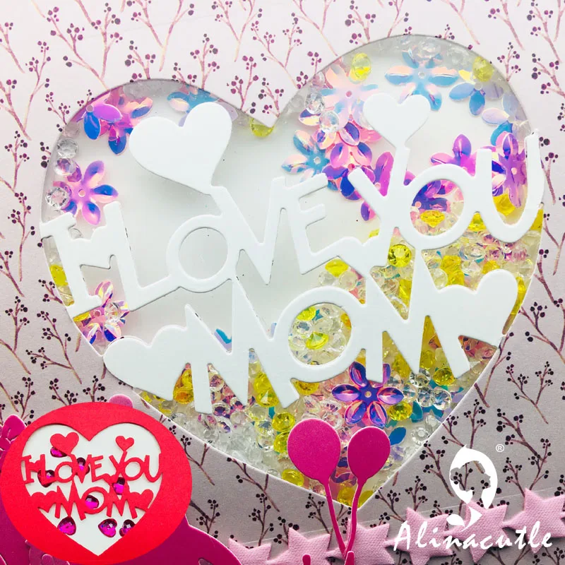 

Alinacutle METAL CUTTING DIES Cut Love You Mom Mother's day Scrapbooking paper craft album card punch knife art cutter die
