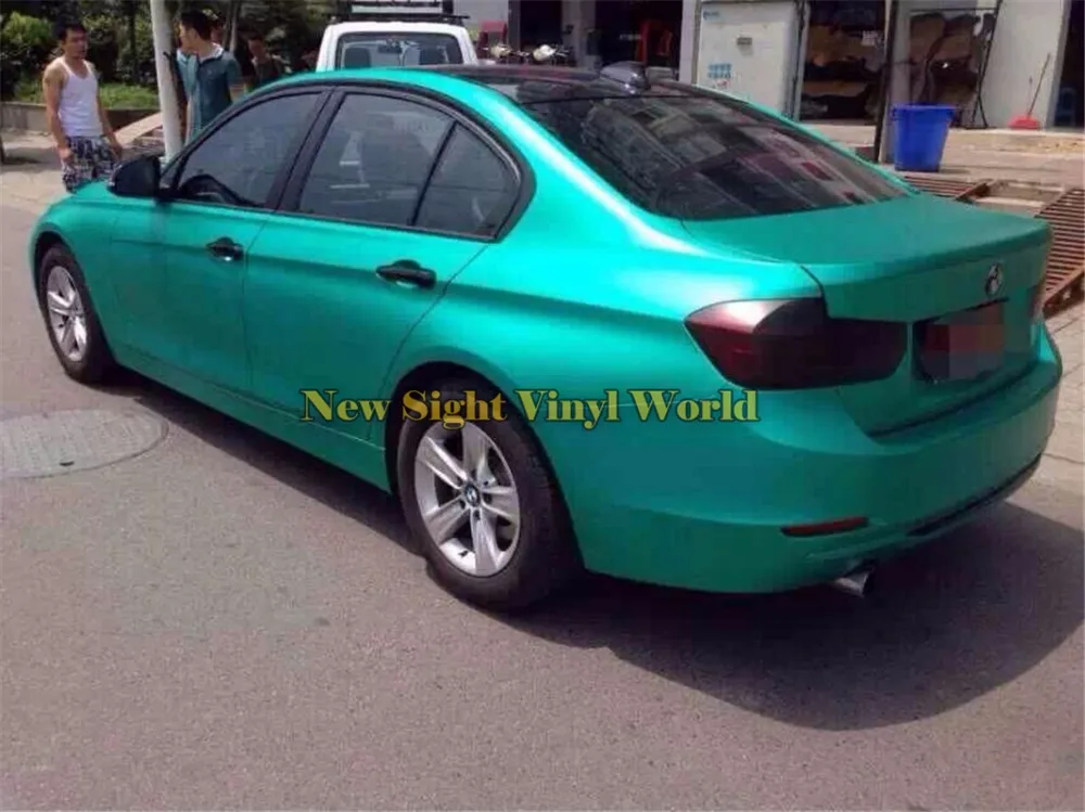 Высококачественная сатиновая матовая хромированная голубая виниловая пленка