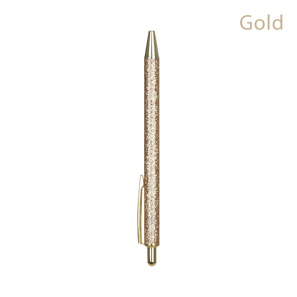 gold 1 шт. шариковая ручка бутик 1,0 мм блестящая Хрустальная Ручка Шесть цветов Дополнительные канцелярские принадлежности для студентов офисные авторучки чернильные синие - Цвет: gold