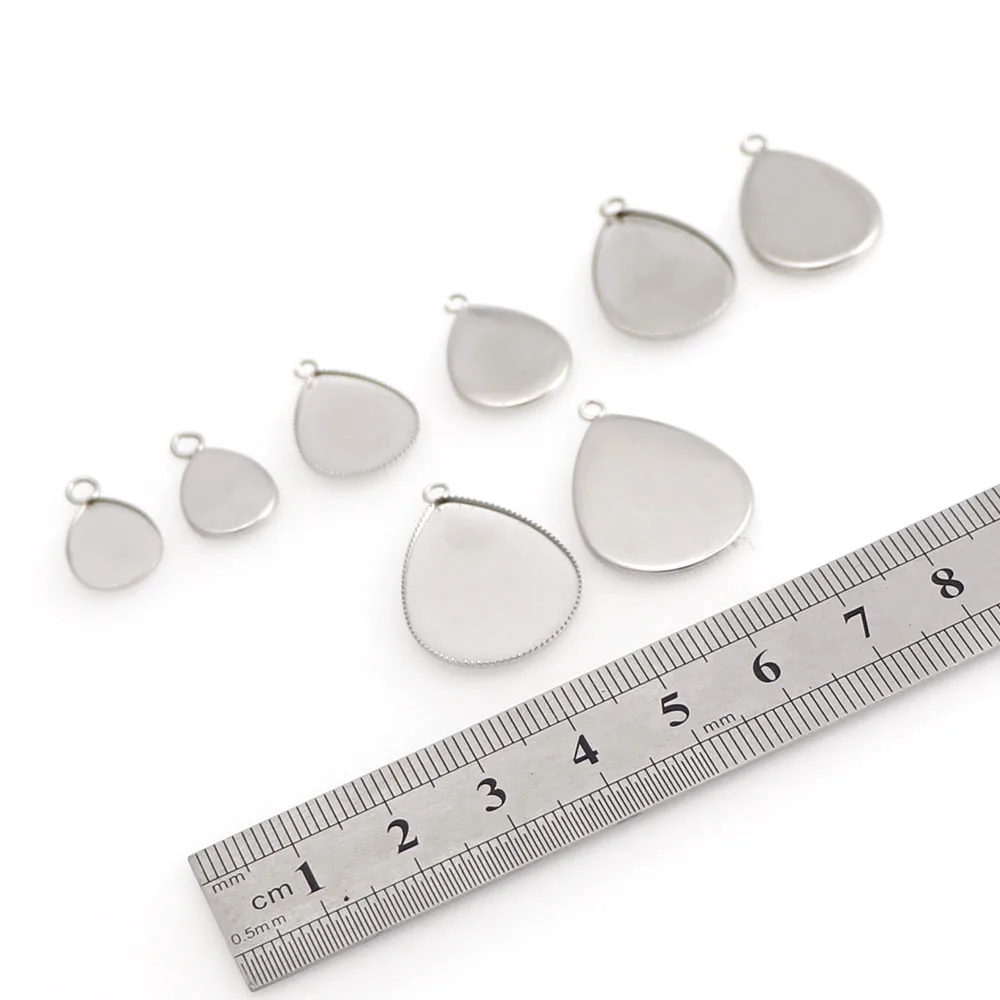 Ожерелье подвеска из нержавеющей стали в форме капли 10 шт. 4 размера основа