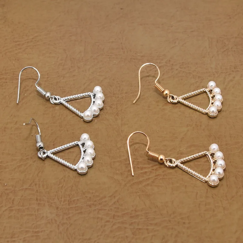2019 Hot Sale Exquisite Small Hollow Geometric Triangle Sector Statement Pearl Drop Earrings for Women Jewelry Brincos Oorbellen | Украшения