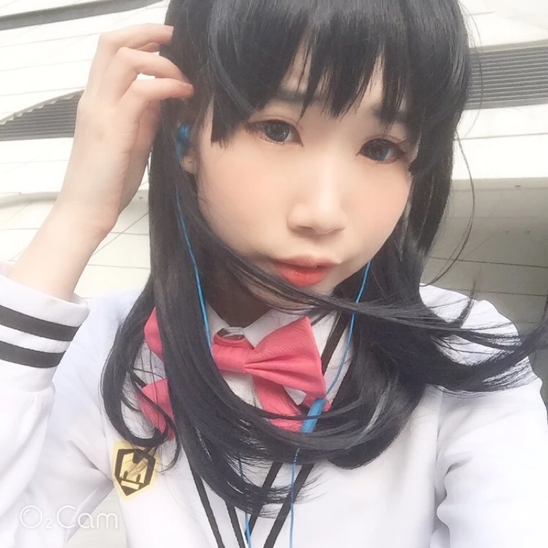 Парик для косплея SSSS.GRIDMAN Takarada Rikka аксессуары волос 50 см чернильно-синий черный