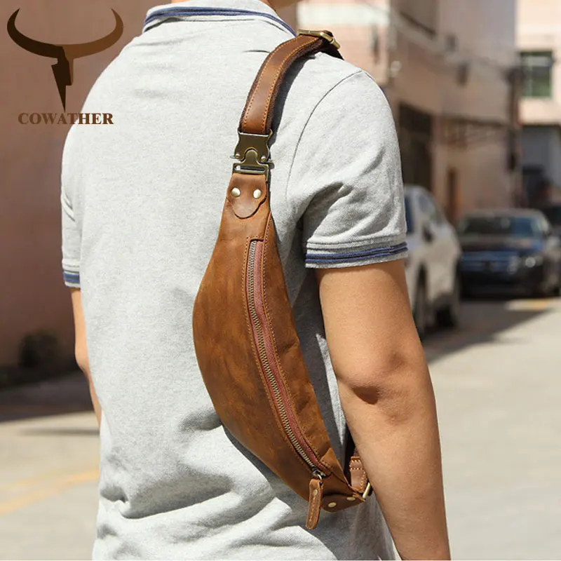 Мужские сумки Кроссбоди COWATHER винтажные дизайнерские из 100% натуральной коровьей