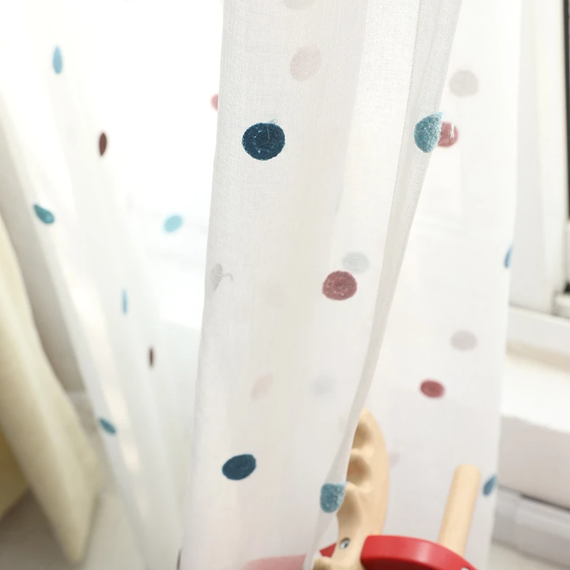 Innermor Dots kid's Curtains For Living room Embroidered curtains for bedroom Voile Sheer kitchen ready made Customized | Дом и сад