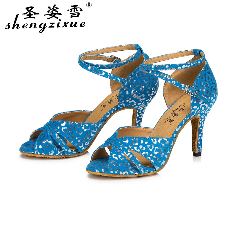 Shengzixue/2017 г. Брендовые новые брендовые синие и белые замшевые туфли для латинских