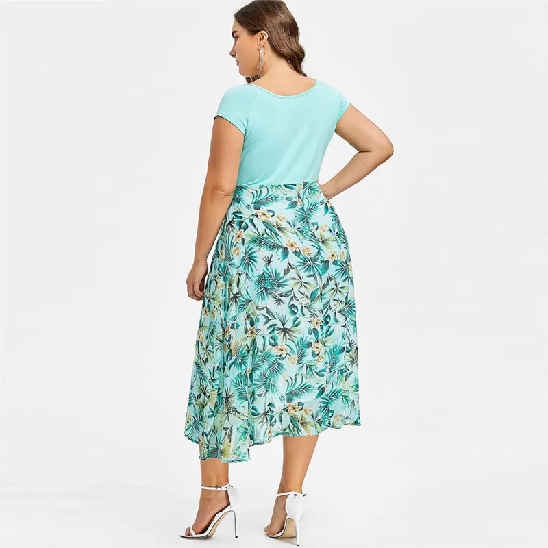 Женское платье с коротким рукавом Boho повседневное шифоновое средней длины