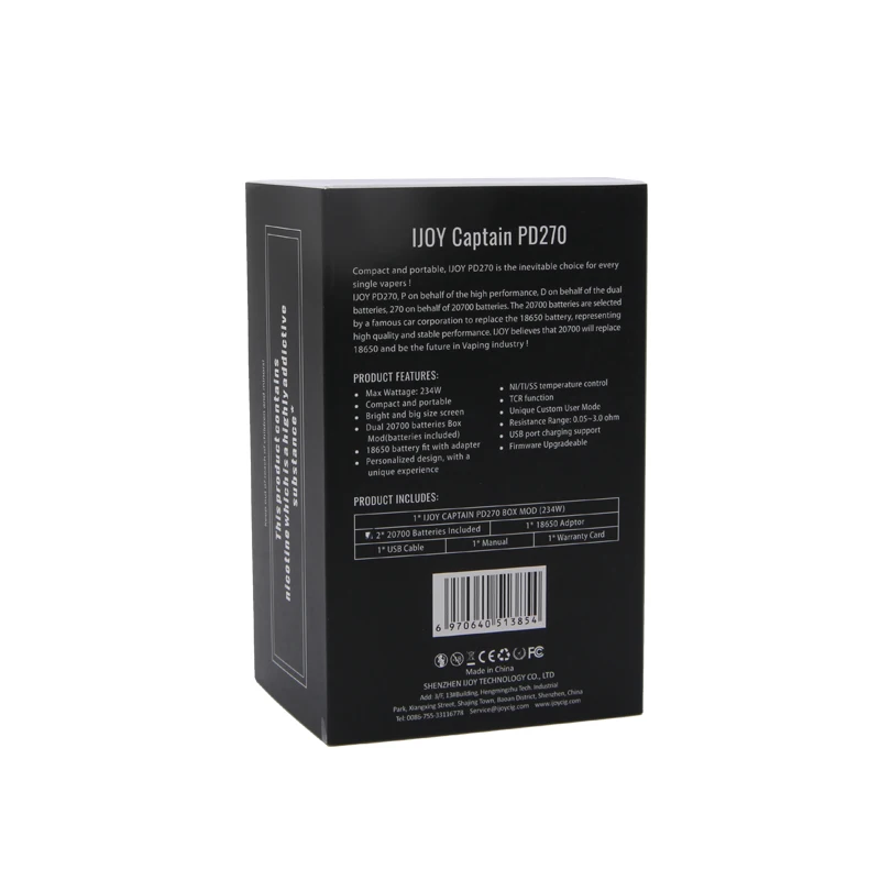 Оригинальный боксмод IJOY Captain PD270 вейп 234 Вт NI/TI/SS TC электронная сигарета мощность