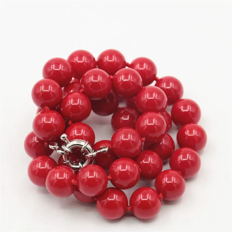 Модный аксессуар ювелирные изделия бусины 10 мм красное Коралловое ожерелье