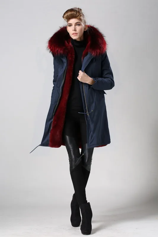 Женская парка с большим капюшоном анорак мехом енота верхняя одежда большого