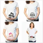 Новинка 2019, летние футболки для беременных, женские футболки с мультяшным принтом, Одежда для беременных с рисунком, Забавные футболки с коротким рукавом