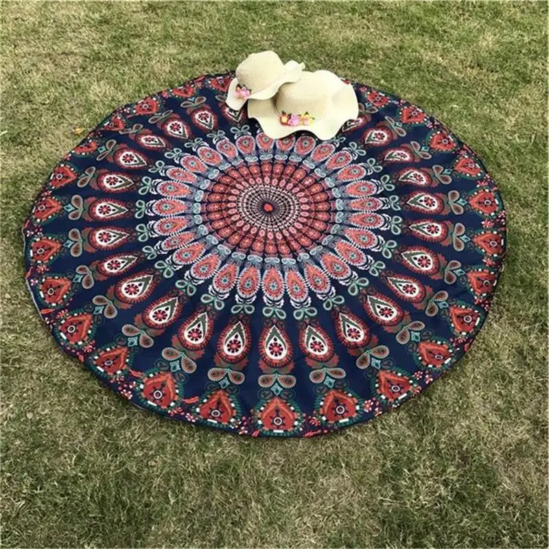 Богемный Женский индийский Гобелен Мандала с принтом павлина Круглый шифоновый