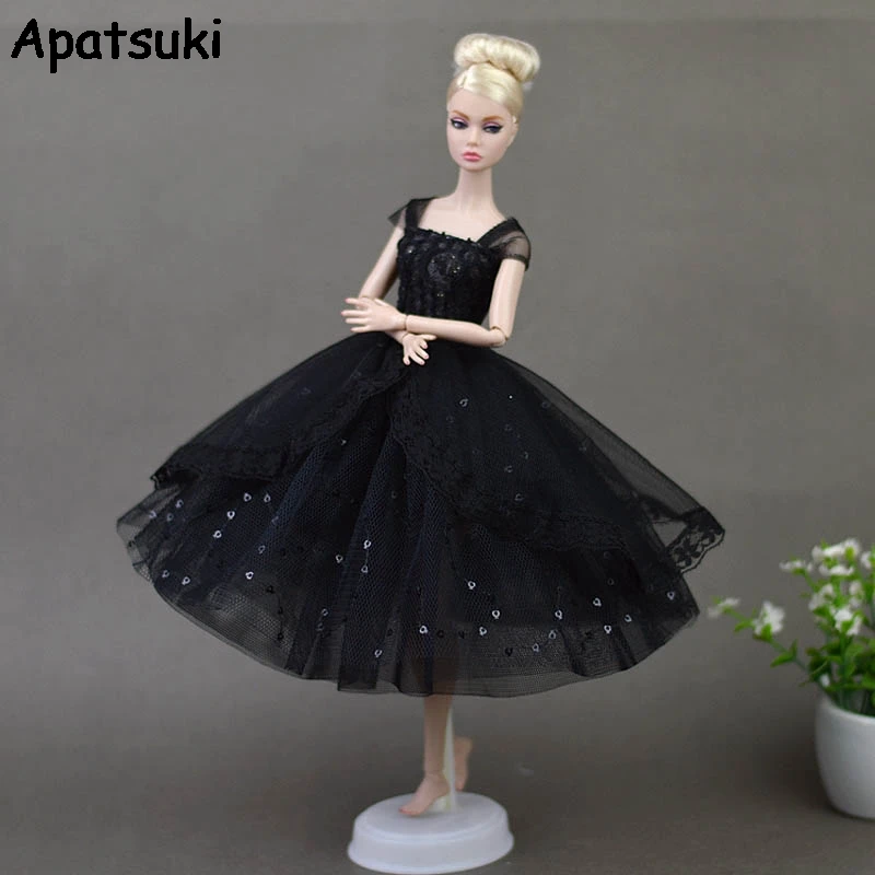 Черное элегантное вечернее платье для куклы Барби Одежда 1/6 BJD аксессуары