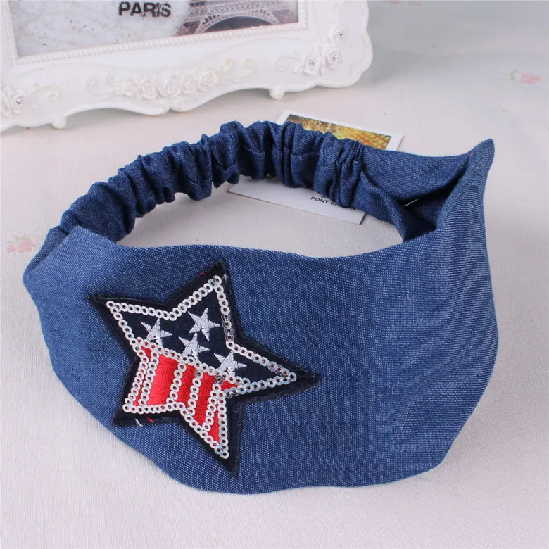 Эксклюзивная джинсовая резинка для волос женщин и девочек тюрбан повязка на