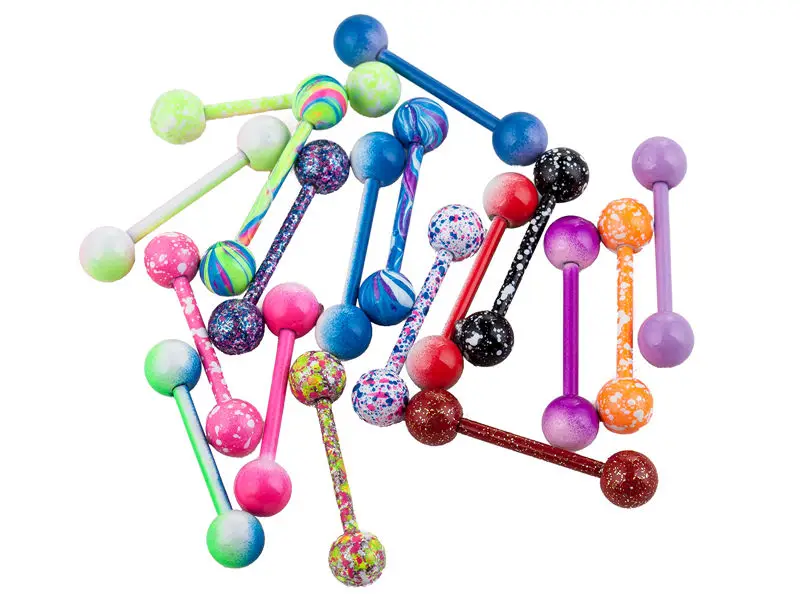 100 шт. ювелирные изделия для тела кольцо-пирсинг в язык штанги сосков подковы губ