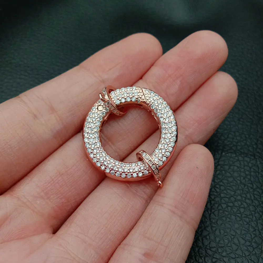 rose gold Кубический циркон микро проложить круг Застежка 25 мм золотое покрытие - Цвет: rose gold