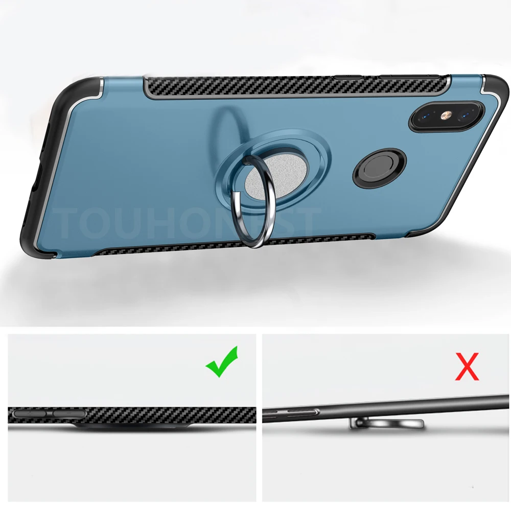 Чехол накладка для Xiaomi Mi A2 lite металлический кольцевой держатель противоударный