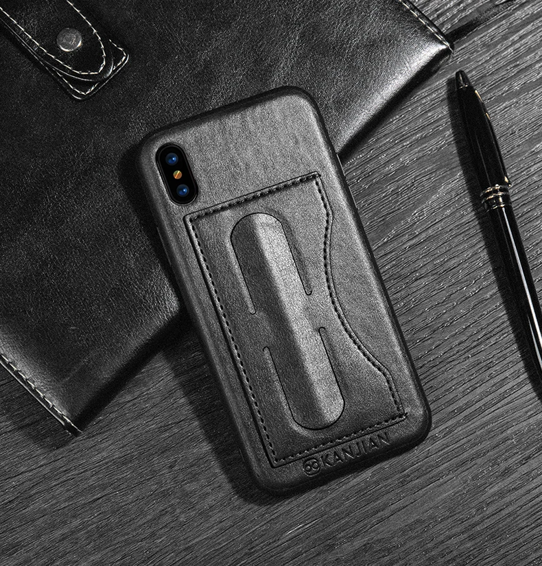 SFor-funda de tel&eacute;fono para Apple Iphone X, carcasa de cuero PU + TPU con ranura para tarjeta, carcasa de lujo para Apple Iphone X, Fundas de 5,8 pulgadas-4