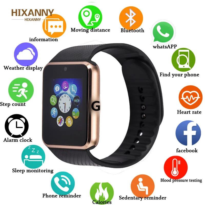 HIXANNY Bluetooth GT08 умные часы телефон лучшие 2019 Sim карта камера для Apple iphone Android |