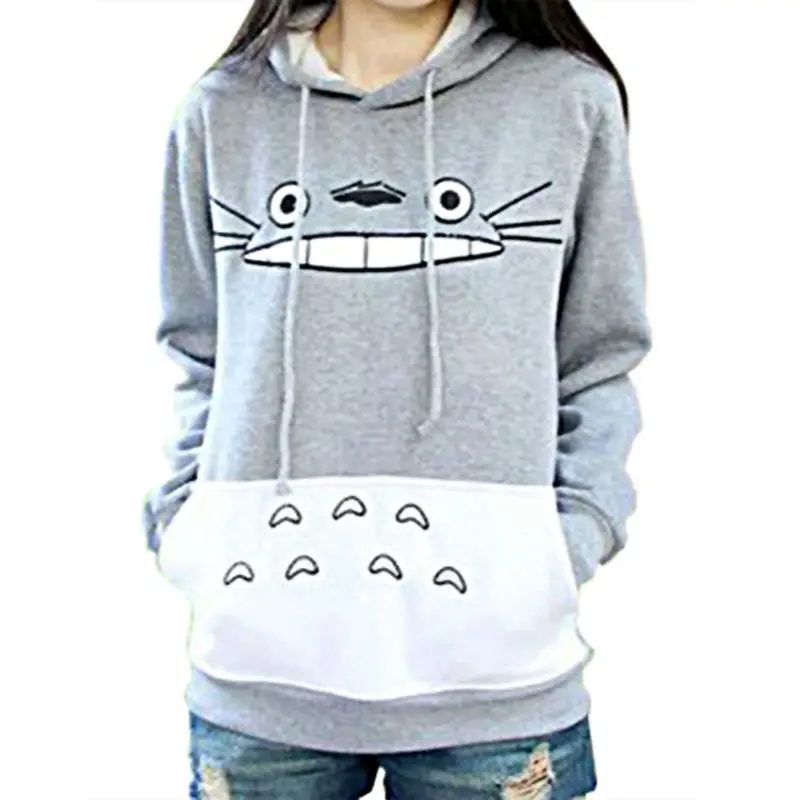 Girl Spring Autumn Plus Size Hoodies Women Japan Anime Totoro Cosplay Costume Clothes Long sleeve Pullover Hooded Sweatshirt | Женская