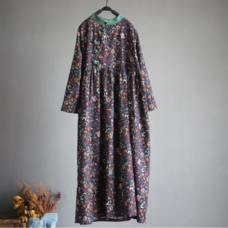 Весна 2019 новый хлопок лен узор цветочный мягкий сладкий свободный воротник