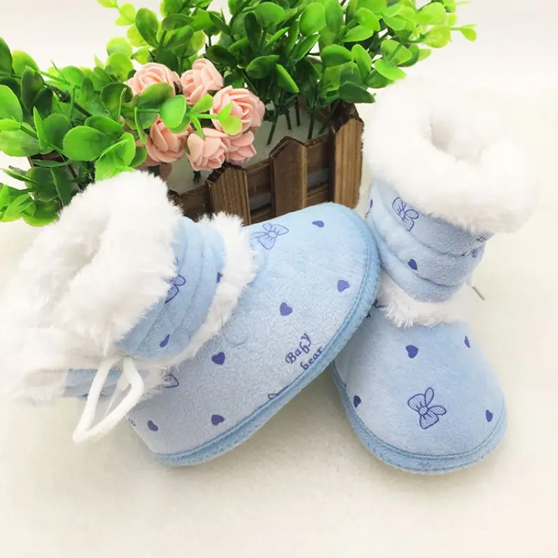 Baby 0-18 Months Prewalker Girls Winter Snow Boots Infant Solid Lace Up Shoes First Walker |