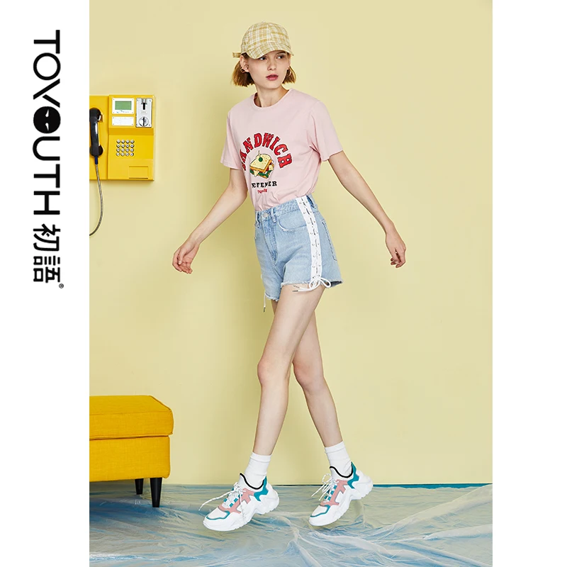 Toyouth Women Shorts Vintage Summer Denim Hole Slim Ripped Jeans Short Pants | Женская одежда