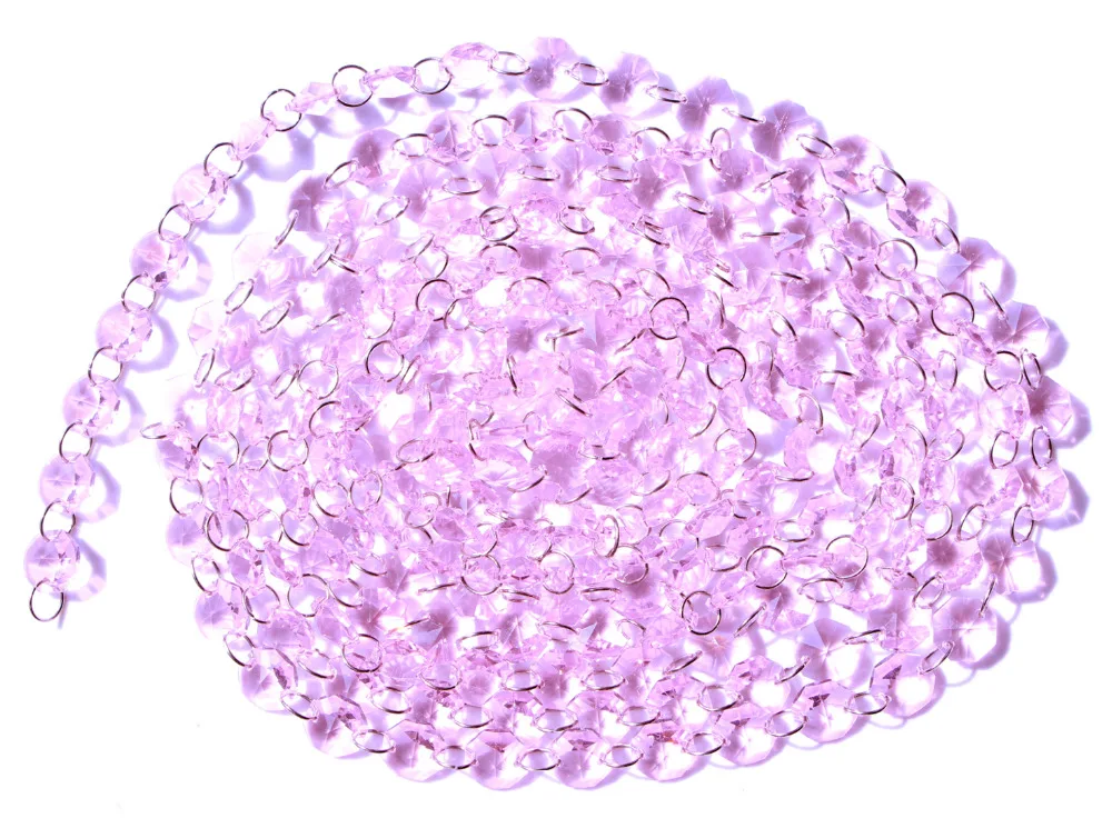 

Garland Chakra Spectra 12Feet Diamond Prisms Pink Glass Crystal Octagon Beads 14mm Wedding Chandelier Parts M02160-4