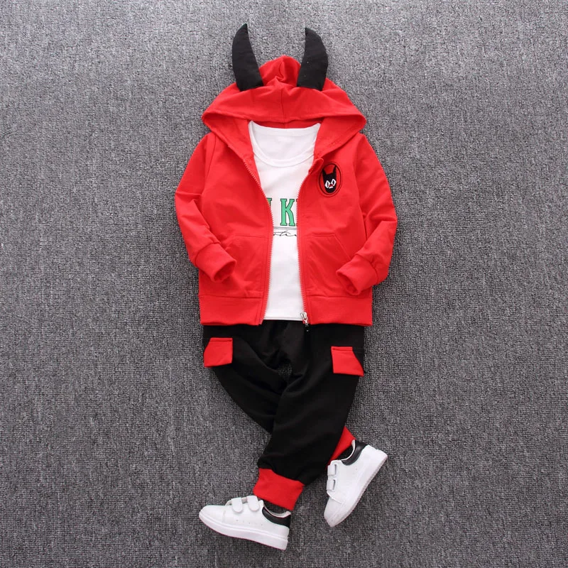 2019 hot selling round neck t-shirt pant cute cartoon horn coat three pieces boys children clothing set | Детская одежда и обувь