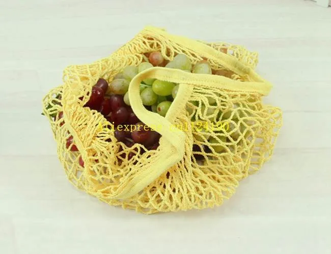 

50pcs/lot Multifuction Fruits & Vegetable Shopping String Cotton Net Mesh Bag For Sun Clothes Toys Basketball Storage Bags C01