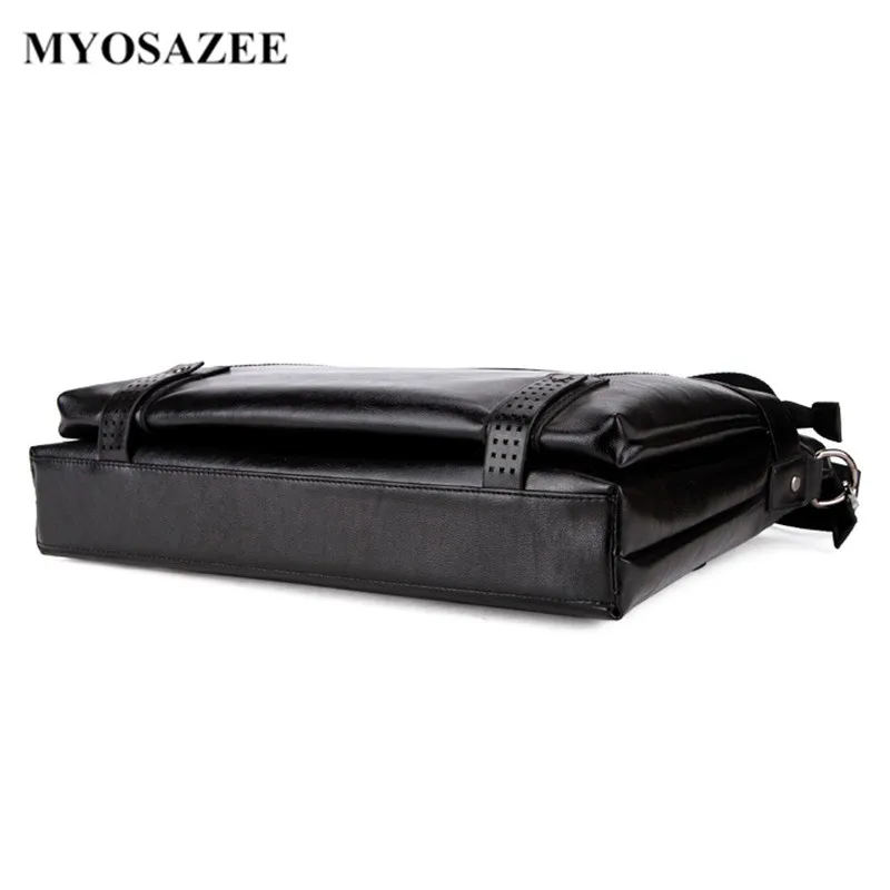 MYOSAZEE Fashion Brand Business Men Briefcase Bag Shoulder Male PU Leather Laptop Bag Simple Crossbody Bags Messenger Boys