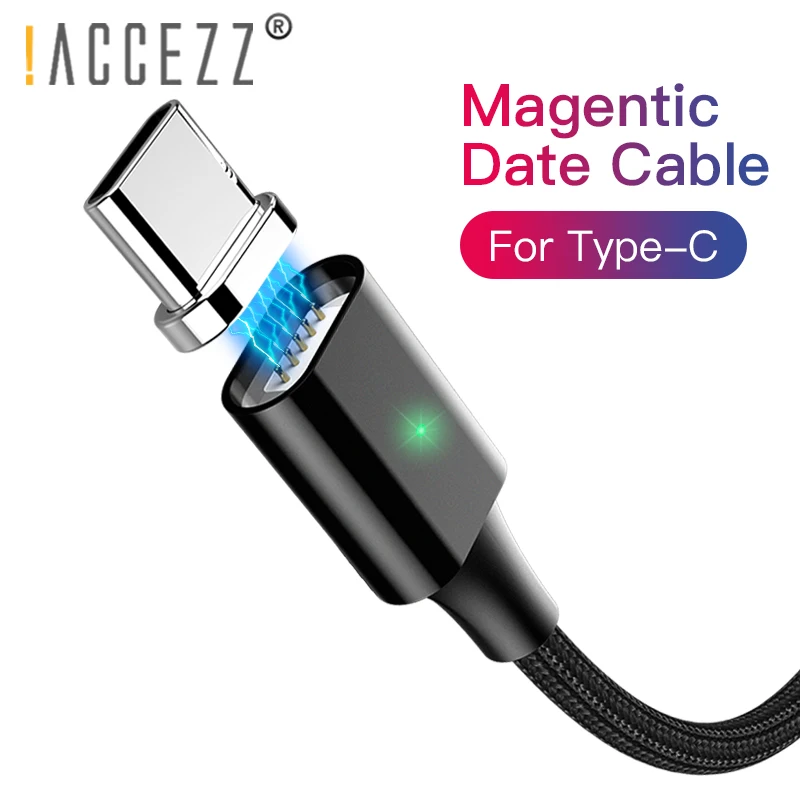 ! ACCEZZ Магнитный зарядный Micro USB кабель type C для samsung S8 Xiaomi 8 huawei P20 iPhone XS светодиодный