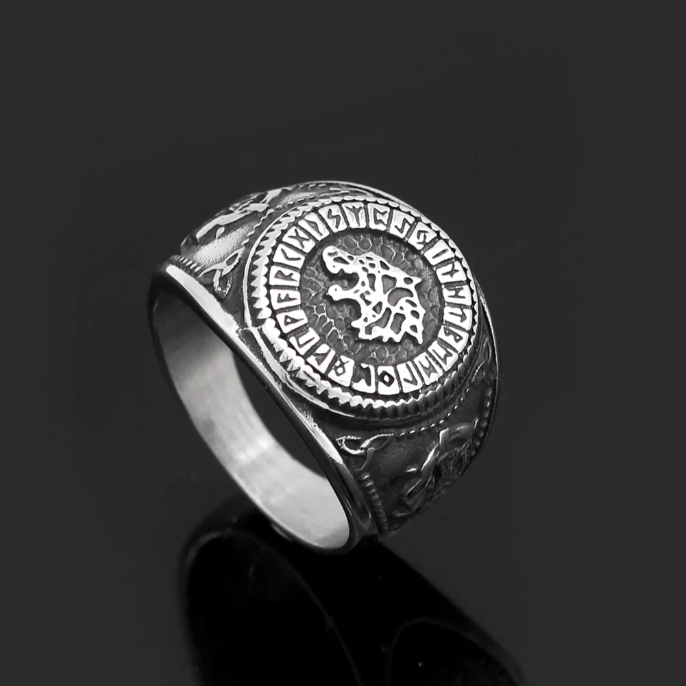 Мужчины 316L нержавеющей стали норвежский викинг odin's wolf rune Винтажное кольцо с подарочной сумкой