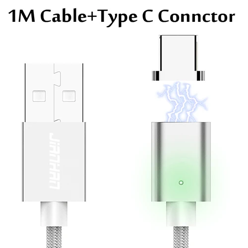 Silver Type C 2 в 1 Магнитный USB кабель для Android Micro type C Разъемы адаптер для зарядки данных зарядное устройство USB C для Xiaomi samsung huawei - Цвет: Silver Type C
