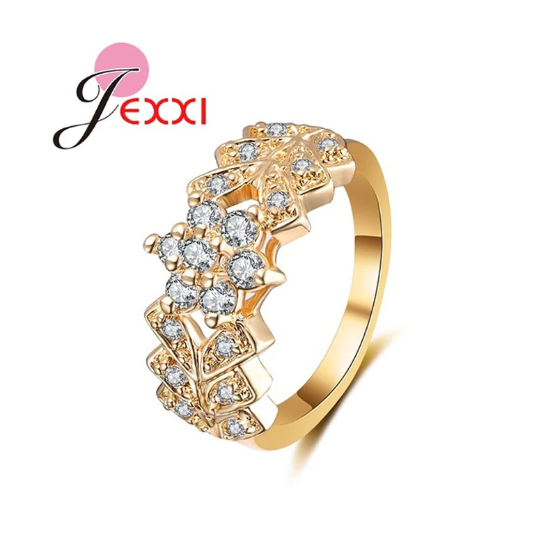 Новые роскошные золотые кольца заполненные сверкающими кристаллами для женщин