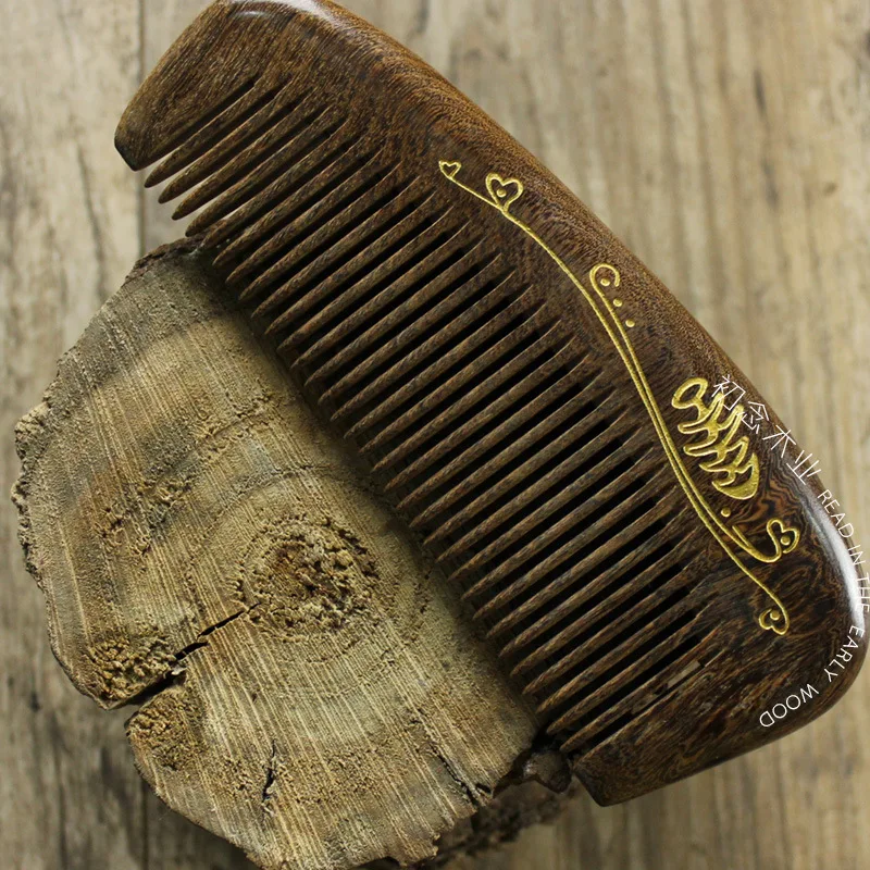 Природный деревянный гребень Золотой рыбья кость рисунок древесины расческа