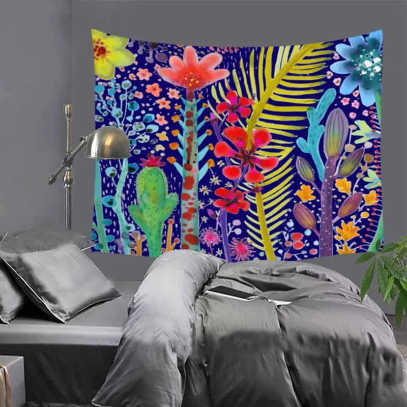 Quality printed flower painting Indian tapestry hippie mandala wall hanging Bohemian bedspread dorm decor carpet 51x60&quot LZJ19 | Дом и сад