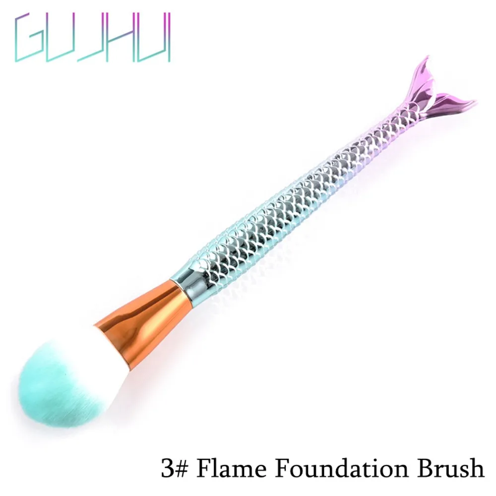03 Flame Foundation 1 шт. набор косметических средств для макияжа Русалка рыбий хвост Профессиональные кисти для макияжа Тени для век контурная Тональная основа консилер Румяна Кисть - Handle Color: 03 Flame Foundation
