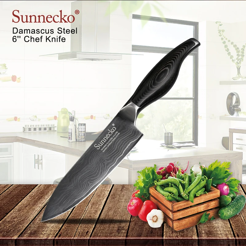 SUNNECKO 2 шт. набор кухонных ножей 5 ''Santoku 6'' нож шеф повара дамасский японский