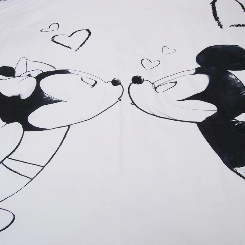 Disney Mickey Minnie Mouse Bedding Set - Black and White Cartoon Duvet Cover Set for Queen and King Size Beds - Perfect Bedclothes for Children and Adults image 4