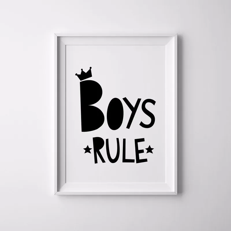 

Boys Rule Canvas Printing Wall Art Scandinavian , Coloring by Numbers Poster Wall Decor for Boys Room, Baby Boys Nursery Art