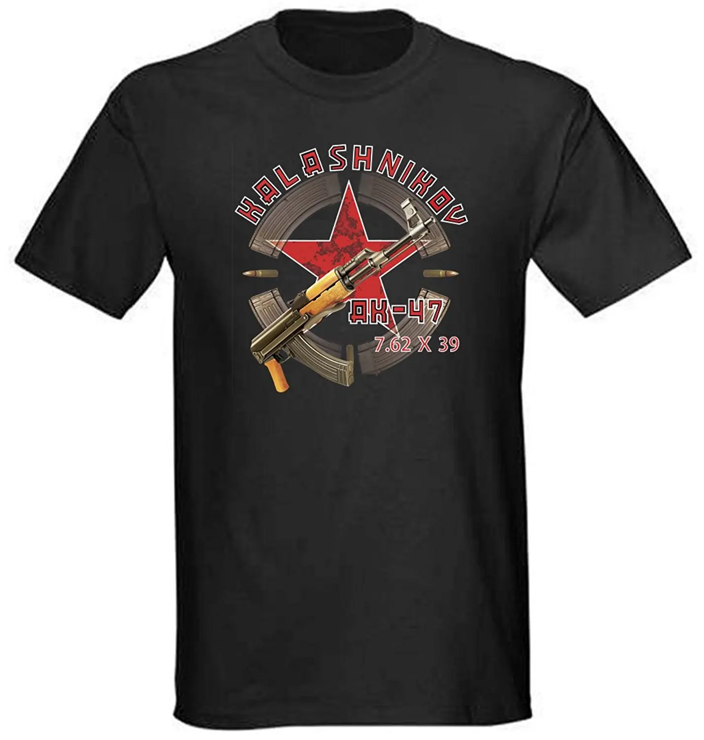 

New Brand Cheap Sale 100 % Cotton New Mens Black Military Russian T-Shirt AK-47 Kalashnikov NWT Graphic Shirts