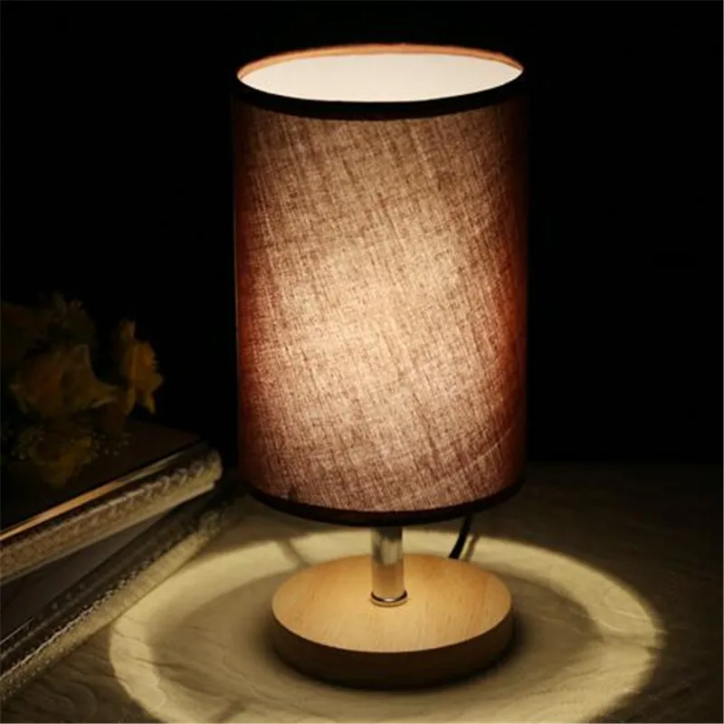 Modern Brief Fashion Fabric Wooden Table Lamp For Bedroom Bedside Bar Restaurant Led E27 Lights 1262 | Лампы и освещение