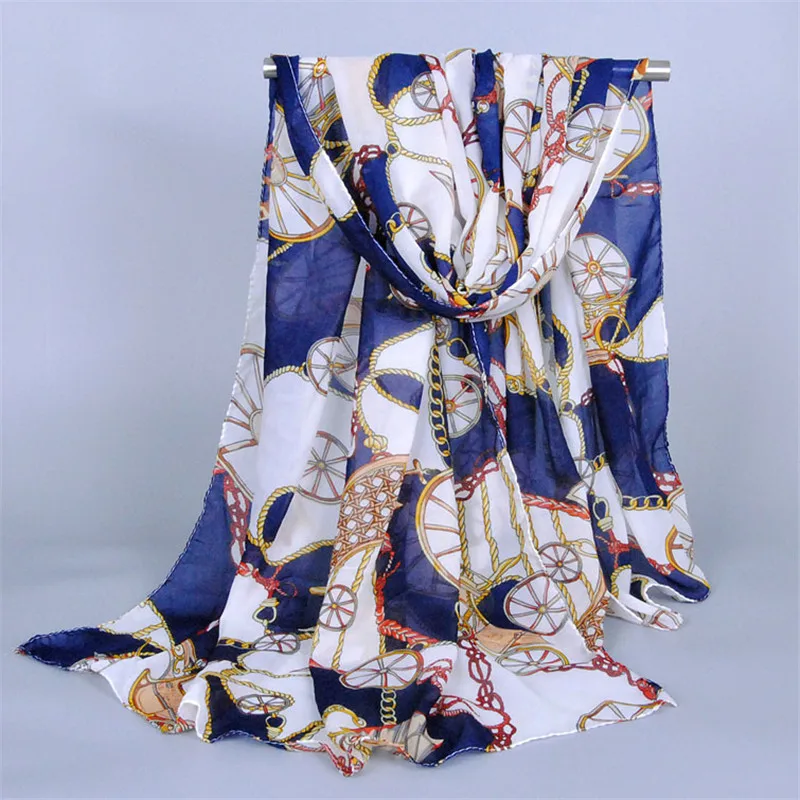 2019 популярная модная женская цепь перевозки шифоновый шарф с принтом шаль