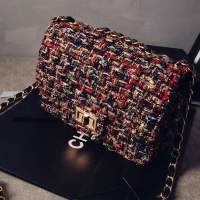 Новинка 2019 женская модная шерстяная маленькая квадратная сумка с замком через