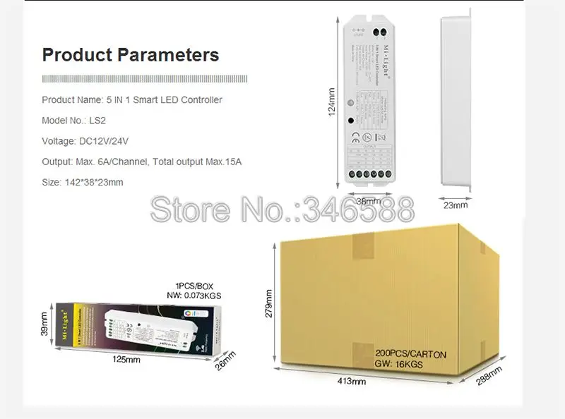 Mi. Светильник LS2 DC12V 24V 15A 5 в 1 Smart 2,4G беспроводной светодиодный контроллер для одноцветных, CCT, RGB, RGBW, RGB+ CCT светодиодных лент