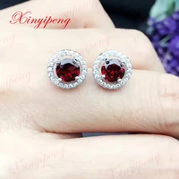 925 sterling silver with 100 natural garnet earrings female red wine beautiful color fine jewelry