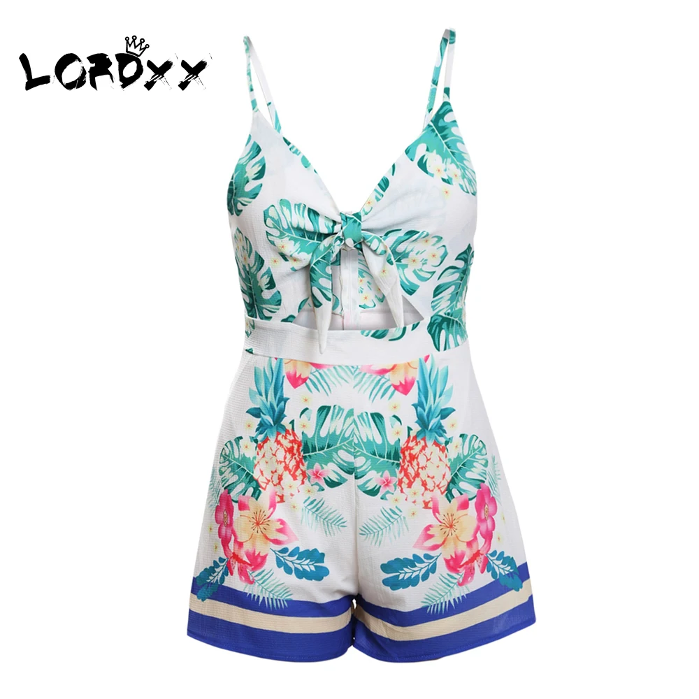 Женский комбинезон на бретельках LORDXX Boho летний сексуальный с v образным вырезом