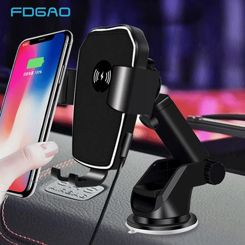 

FDGAO 10W Wireless Car Charger Automatic Gravity Fast Charging Phone Holder Mount for iPhone 14 13 12 11 XR XS 8 Samsung S22 S21