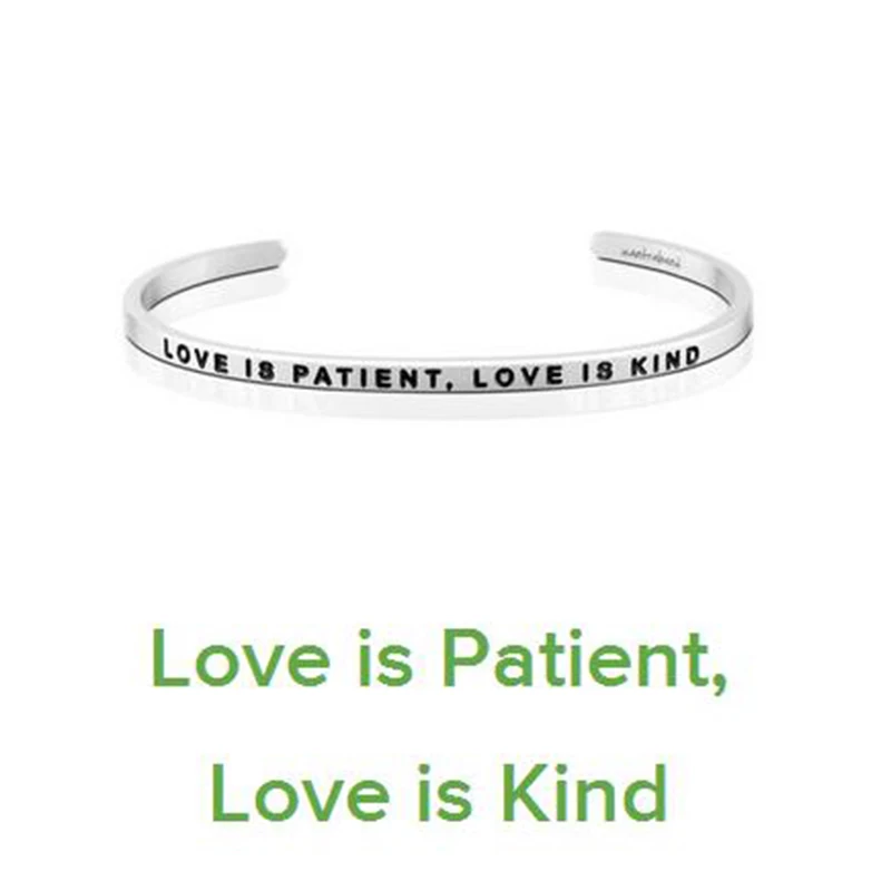 68 мм изящный Браслет манжета любовь и терпение вдохновляющий браслет из