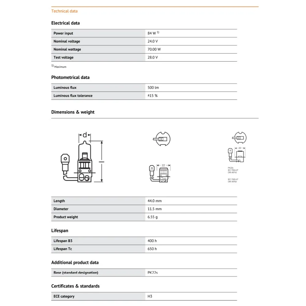 OSRAM Truck H3 24V 70W 64156 PK22s 3200K Классические Оригинальные Фары противотуманные лампы OEM